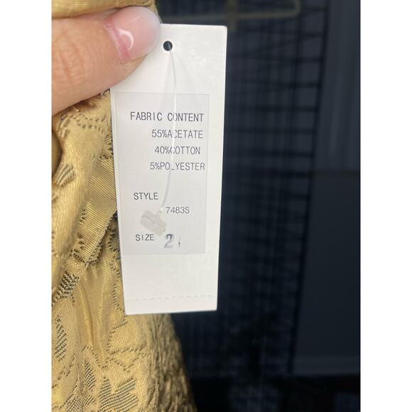 NWT Rickie Freeman for Teri John Women's Gold Brocade Skirt Size 2 - Picture 4 of 5